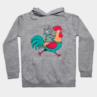 Cat on a Rooster Hoodie